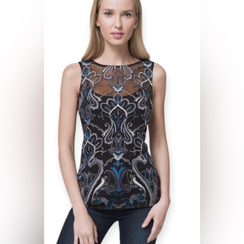 White House Black Market Embroidered Mesh
Tank /Top-Size L-VGUC
